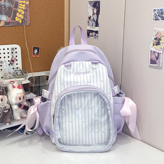 Sac à dos transparent rayé pour femme au design moderne 1