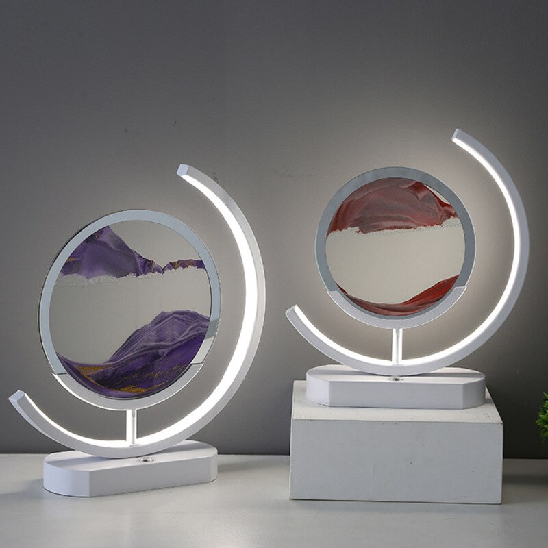 Lampe à poser avec peinture au sable en mouvement