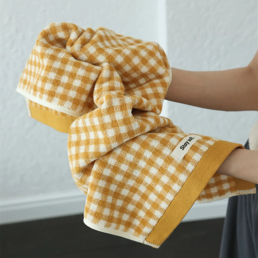 Serviette de Bain à Carreaux Unisexe Compacte 3
