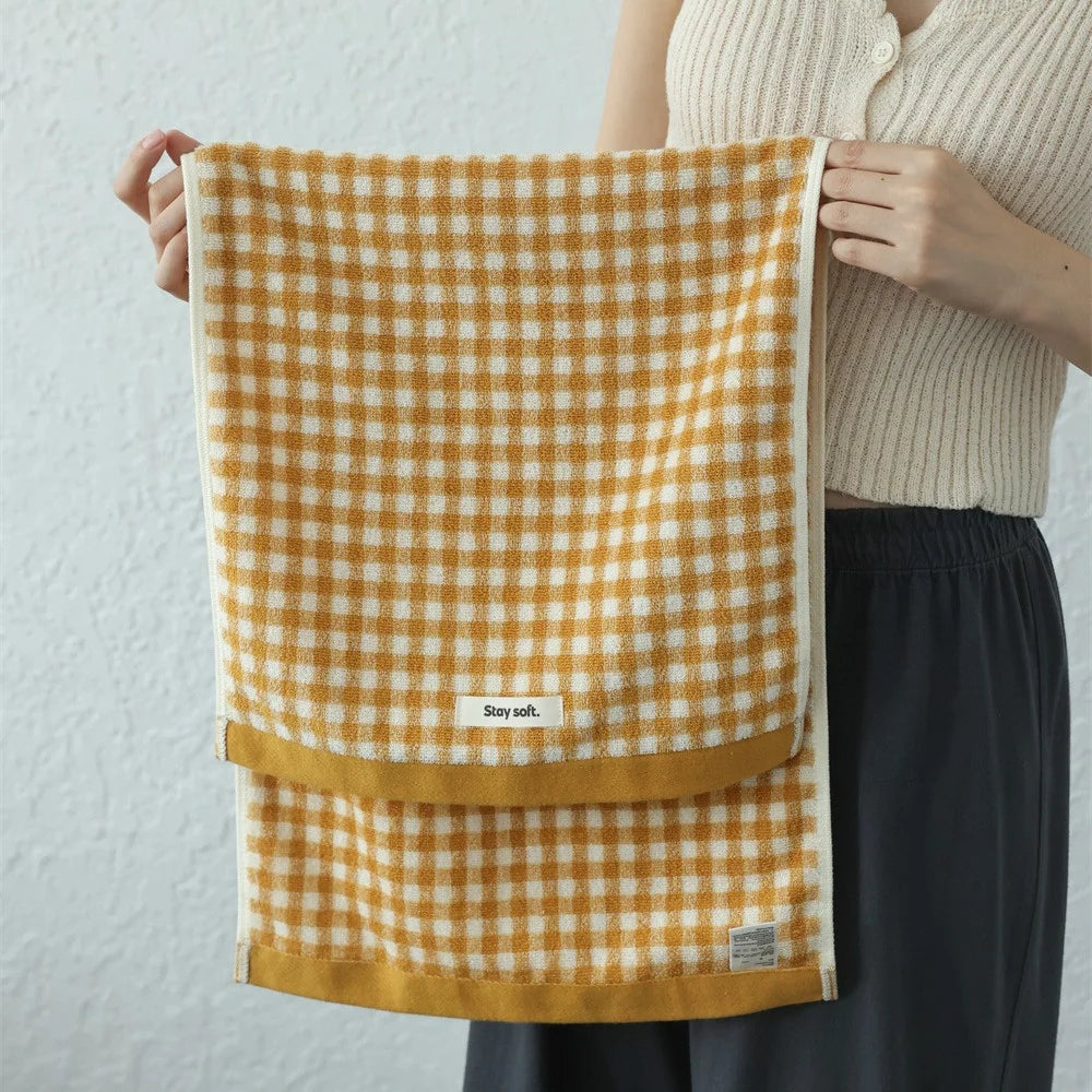 Serviette de Bain à Carreaux Unisexe Compacte 7