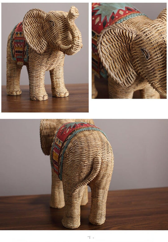 Statue d'Éléphant Décorative en Rotin 5