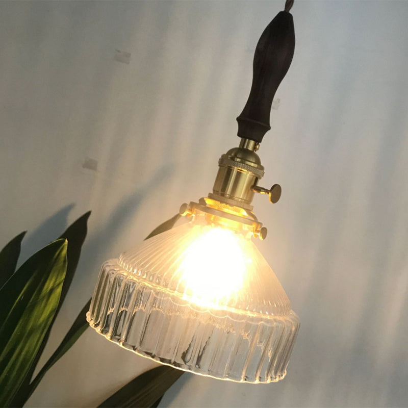 Suspension Industrielle en Verre Nervuré pour Loft 2