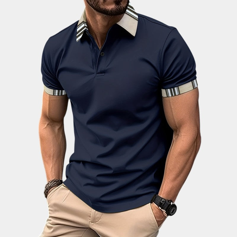 T-shirt à col rabattu à rayures pour homme en polyester 6