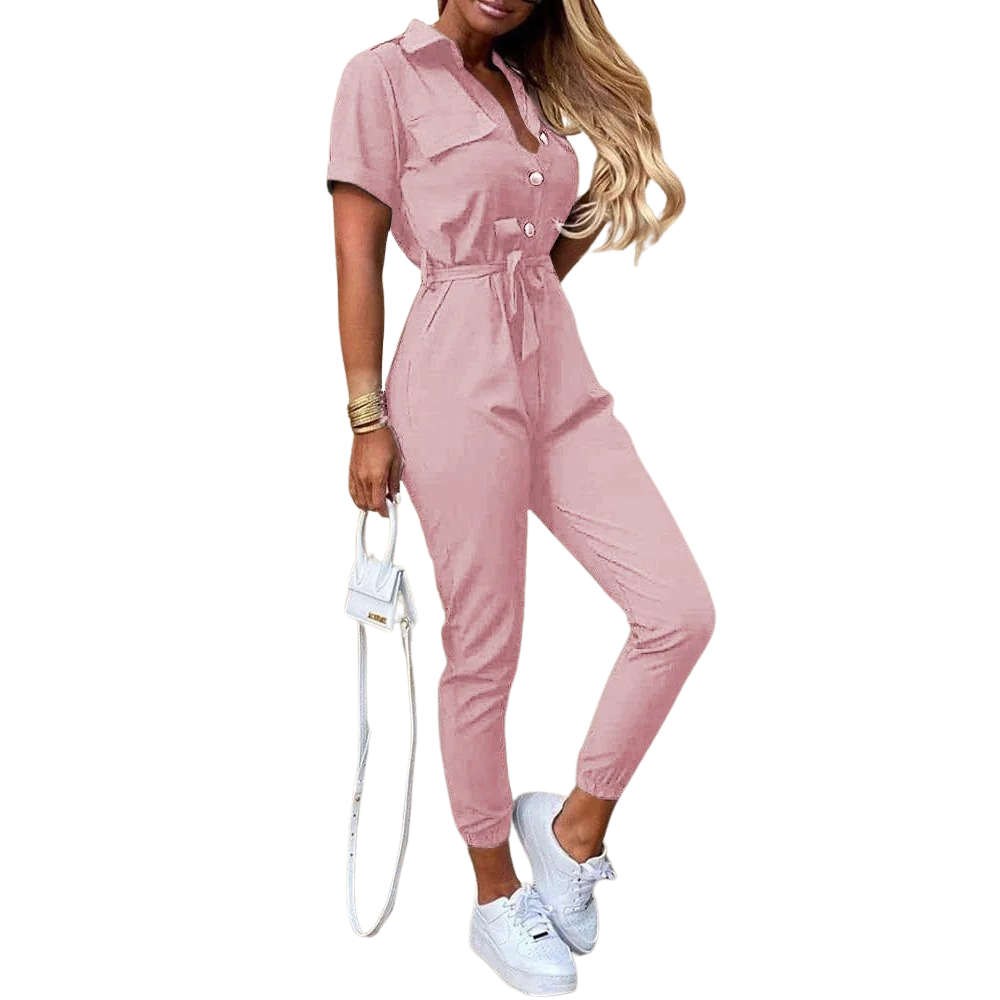 Combinaison à ceinture monochrome pour femmes