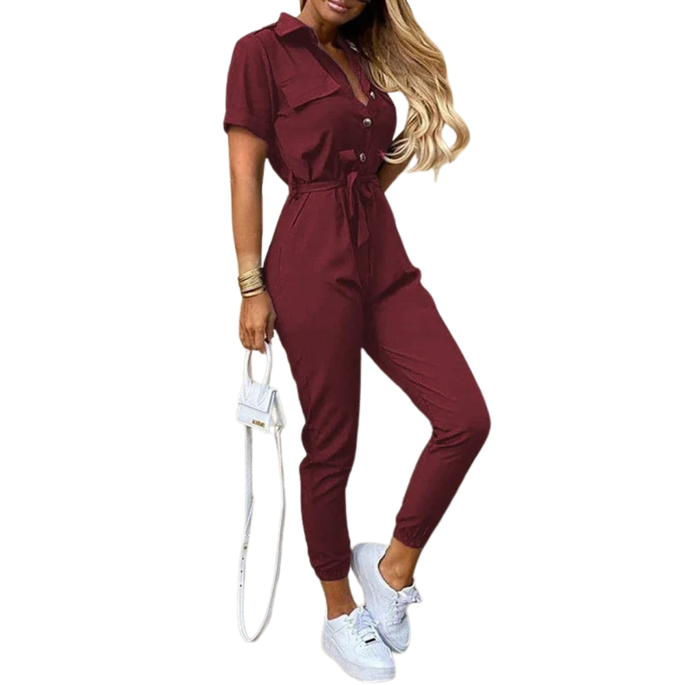 Combinaison à ceinture monochrome pour femmes