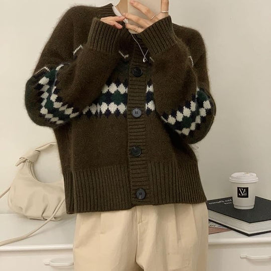 Cardigan à manches longues en maille boutonnée