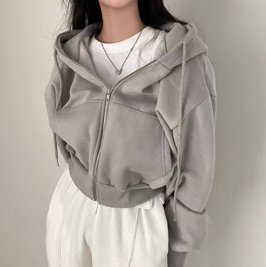 Sweat à capuche court surdimensionné pour femmes