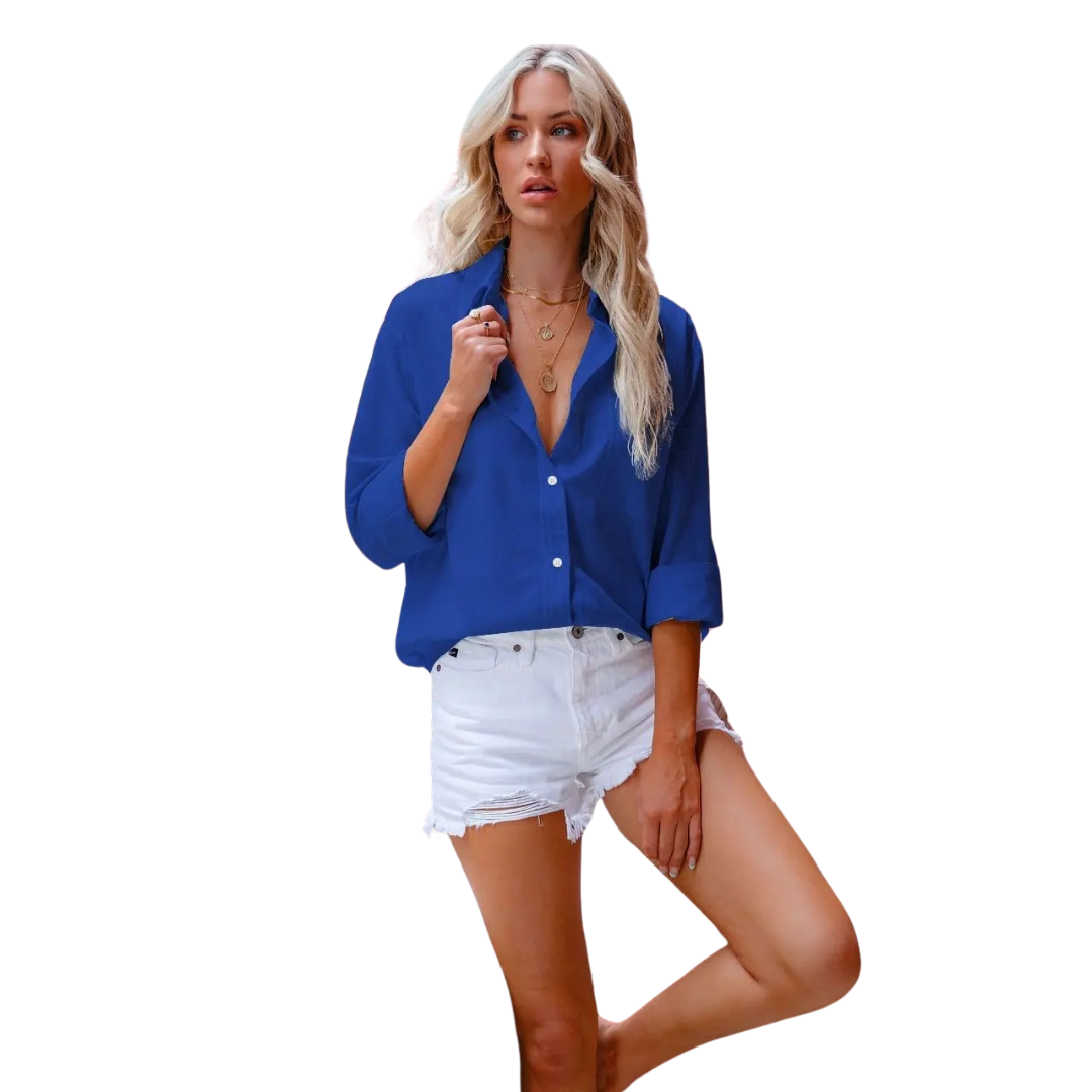 Chemise décontractée en lin pour femme