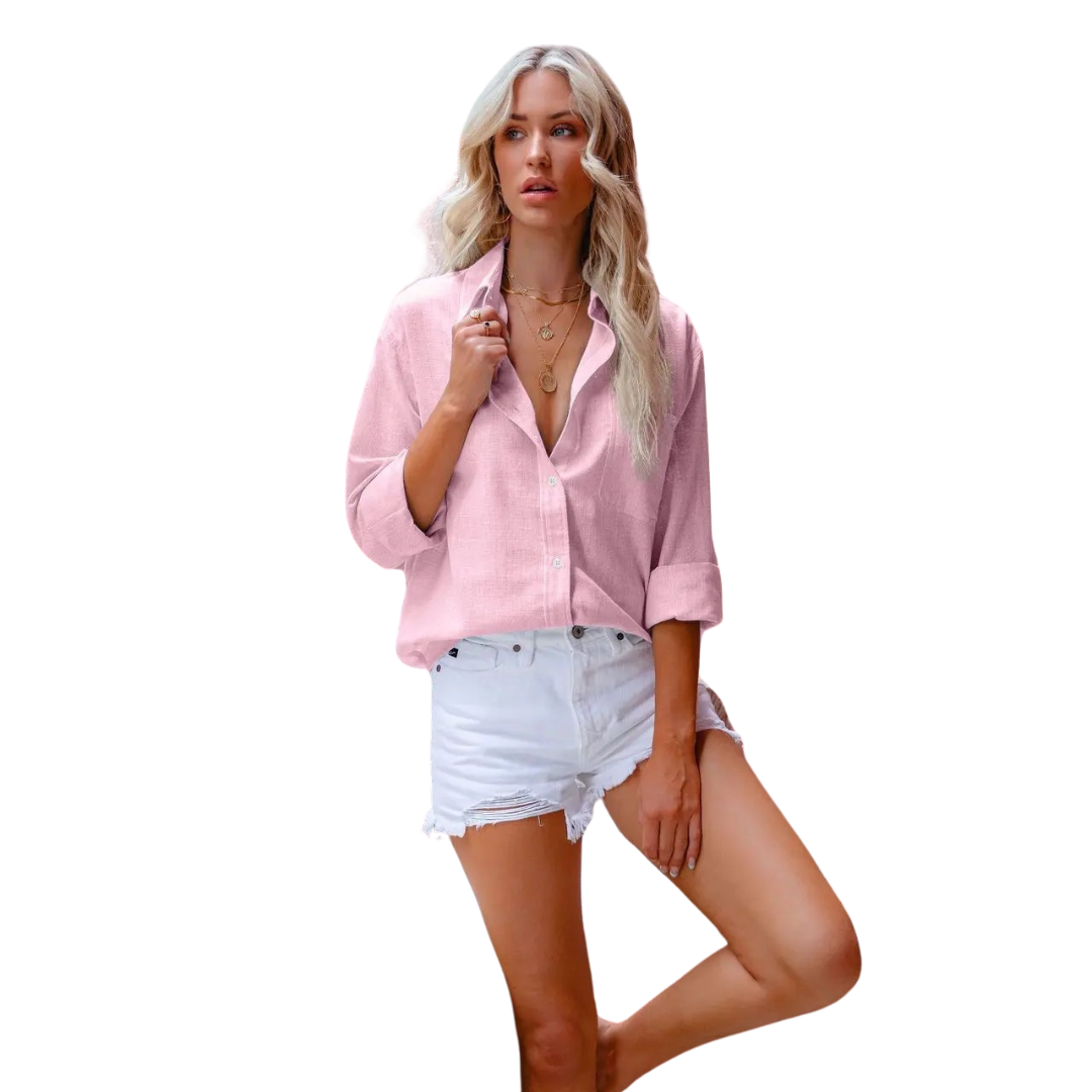 Chemise décontractée en lin pour femme