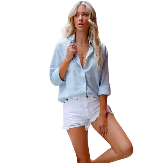 Chemise décontractée en lin pour femme
