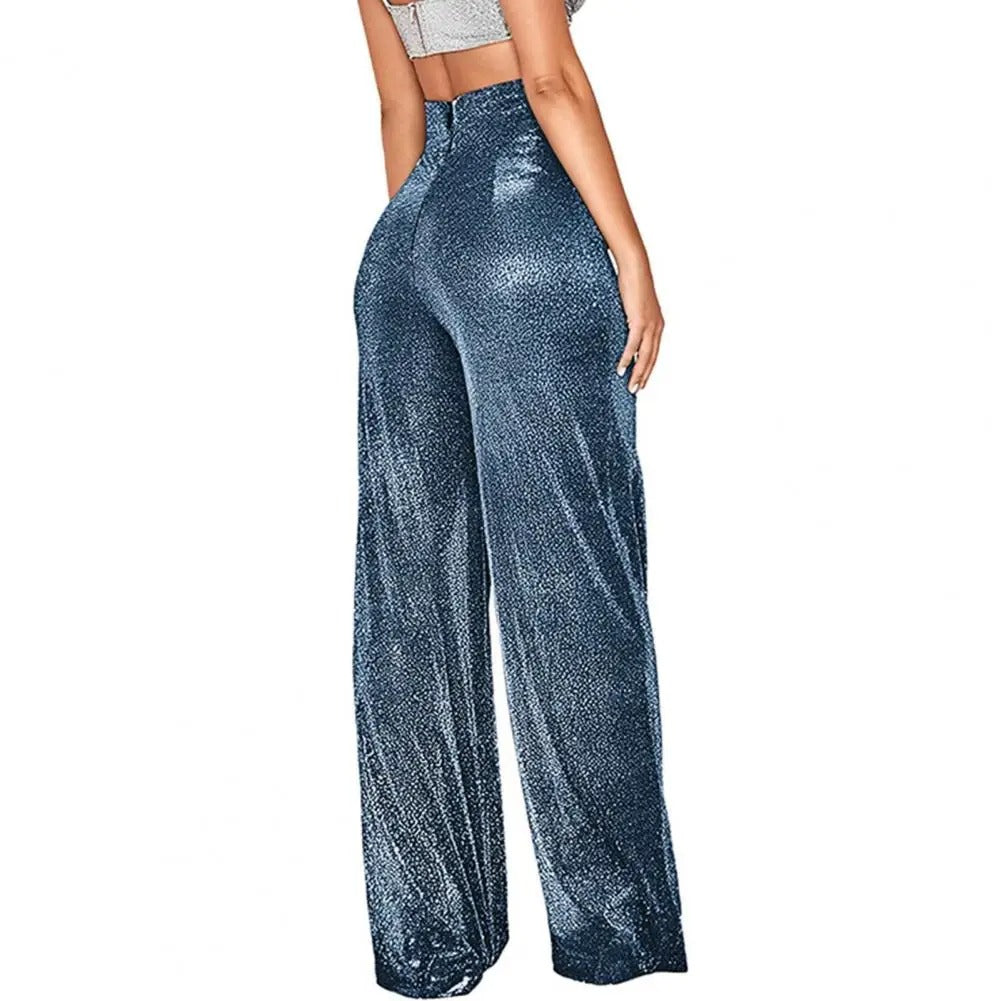 Pantalon taille haute à jambes larges pour femmes