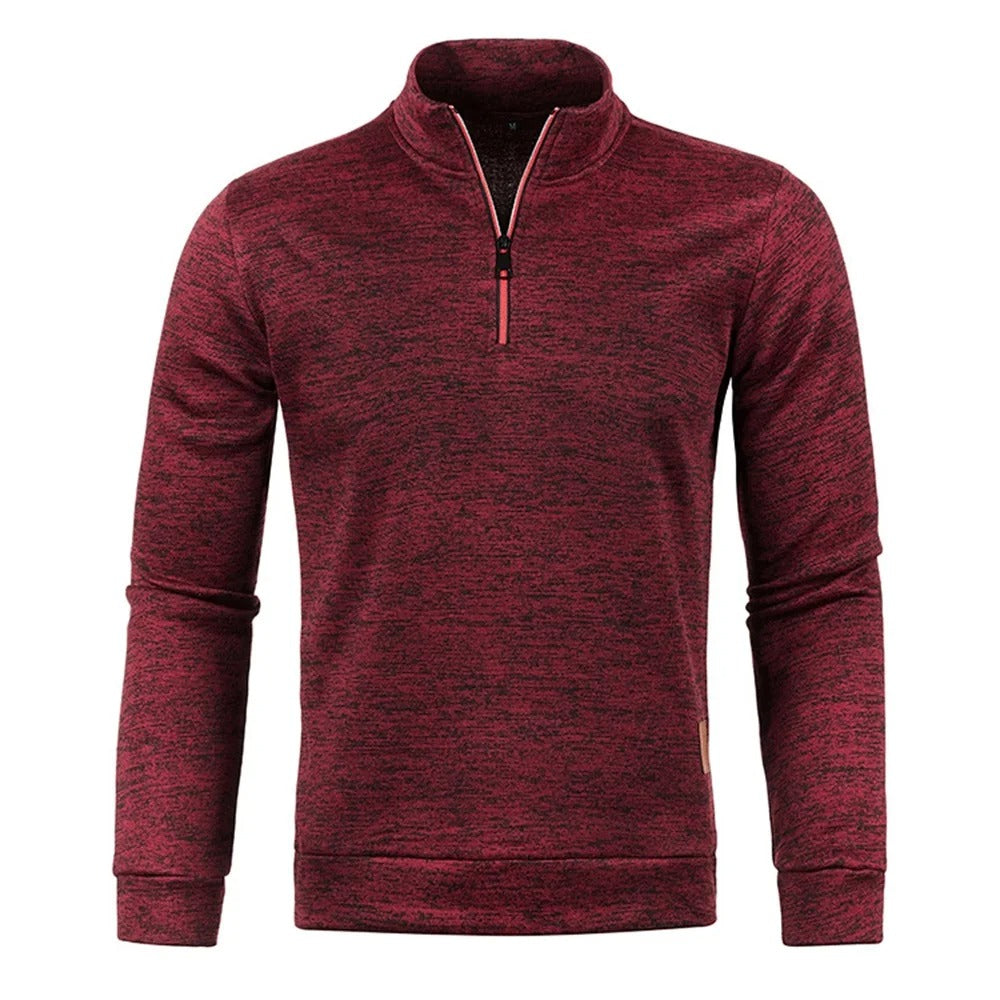 Sweatshirt à col roulé et demi-fermeture à glissière pour hommes