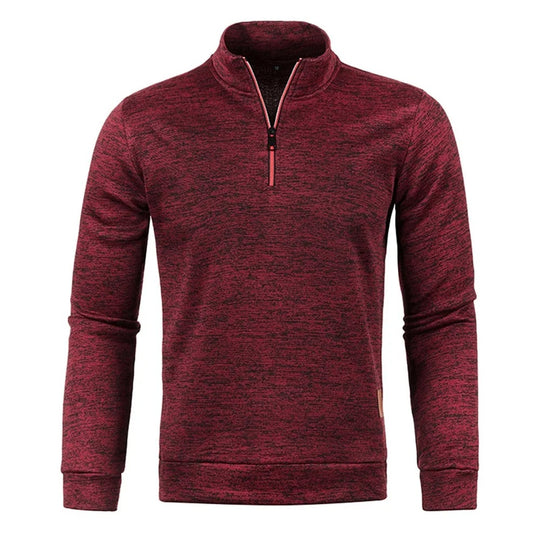 Sweatshirt à col roulé et demi-fermeture à glissière pour hommes