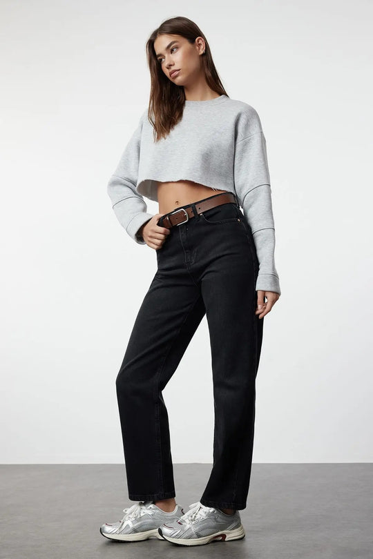 Pantalon en jean droit pour femme