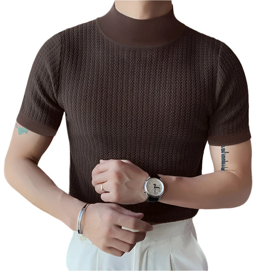 T-shirt slim à col montant pour homme