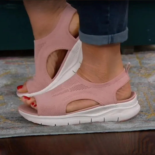 Sandales compensées en maille pour femmes