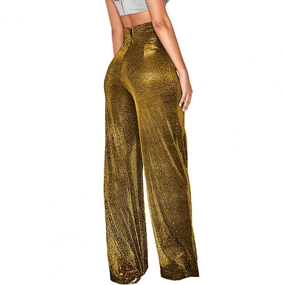 Pantalon taille haute à jambes larges pour femmes