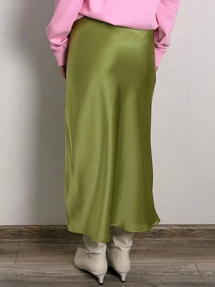 Jupe trapèze en soie pour femme