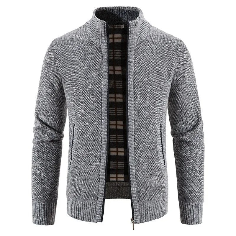 Cardigan à fermeture éclair en polaire pour hommes
