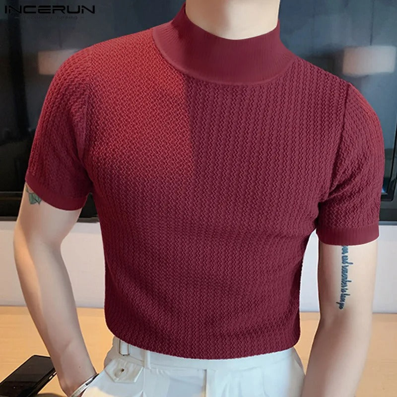 T-shirt slim à col montant pour homme
