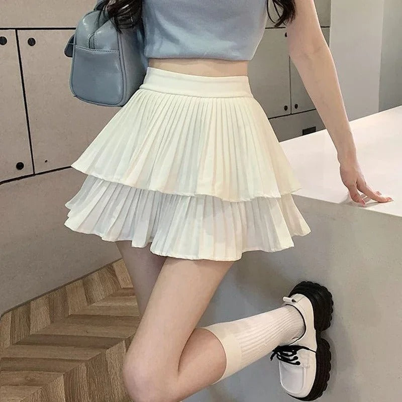 Jupe Lolita taille haute à volants pour femme