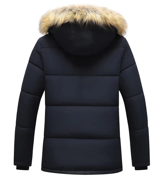 Manteau à col de fourrure doublé de polaire pour hommes