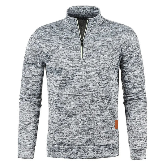 Sweatshirt à col roulé et demi-fermeture à glissière pour hommes