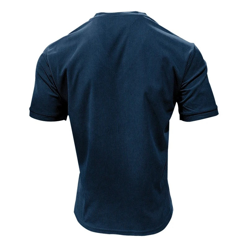 T-shirt à col en V en velours côtelé pour homme