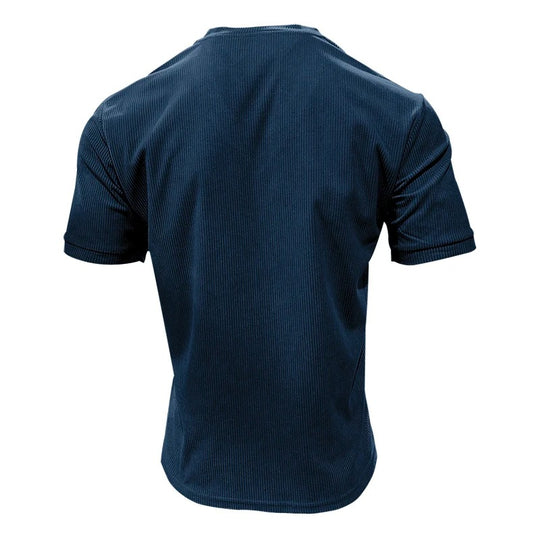 T-shirt à col en V en velours côtelé pour homme