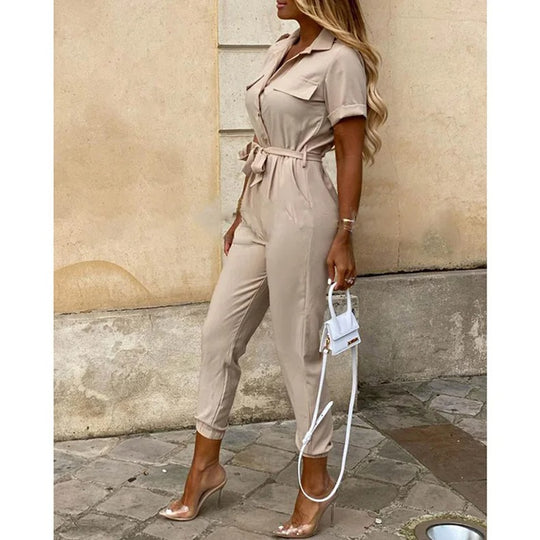 Combinaison à ceinture monochrome pour femmes