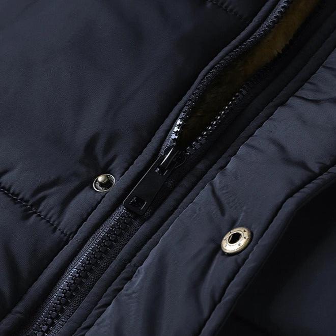 Veste chaude à capuche et col en fourrure pour hommes