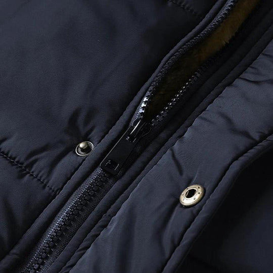 Veste chaude à capuche et col en fourrure pour hommes