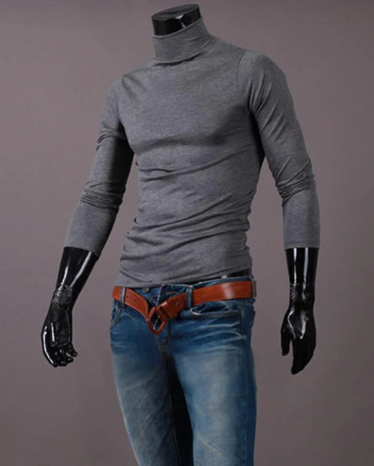Haut d'hiver thermique coupe slim à col montant pour hommes