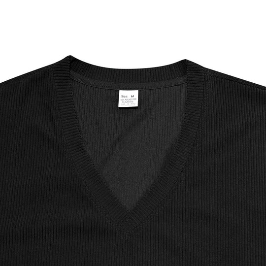 T-shirt à col en V en velours côtelé pour homme