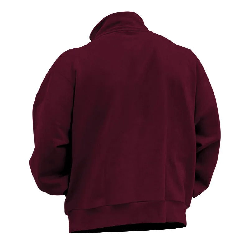 Sweatshirt semi-zippé à col montant pour hommes