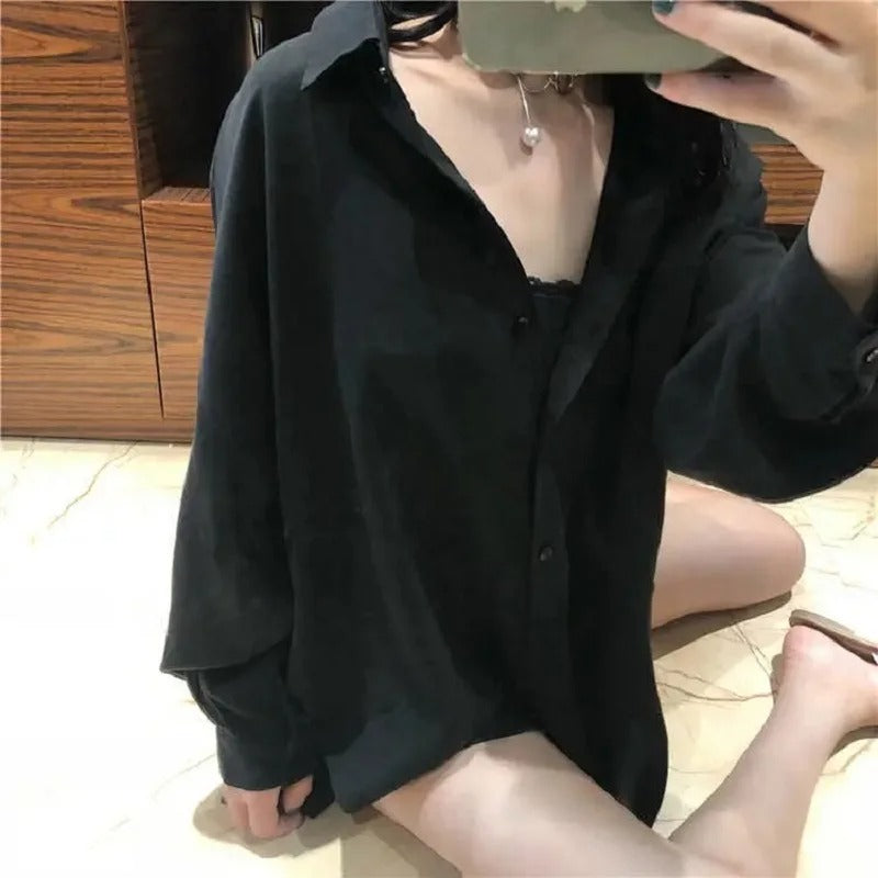 Chemise oversize à manches longues pour femme