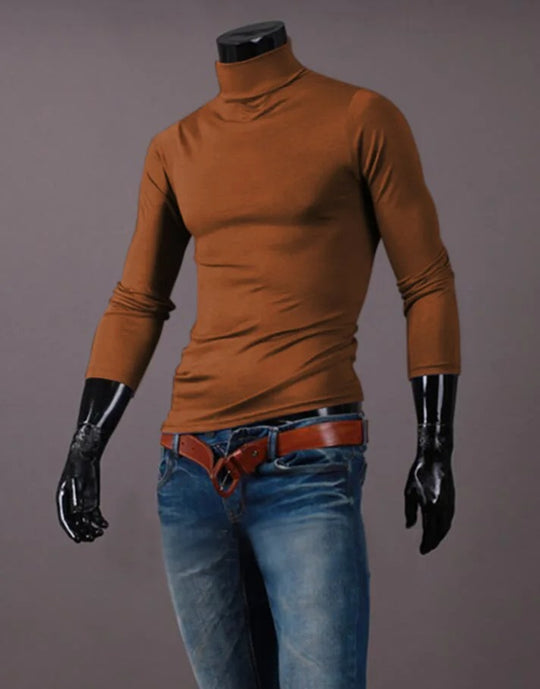 Haut d'hiver thermique coupe slim à col montant pour hommes