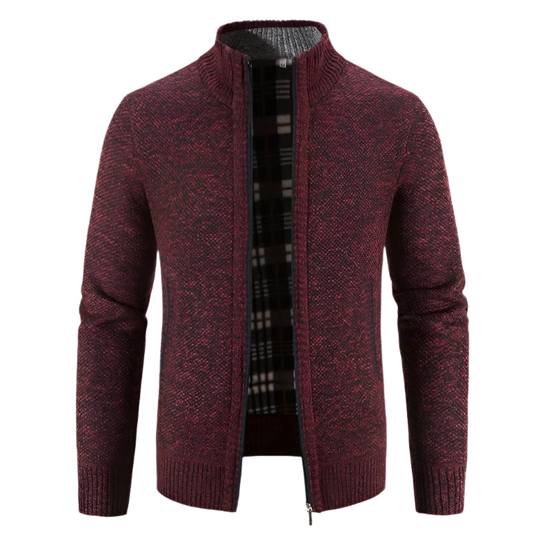 Cardigan à fermeture éclair en polaire pour hommes