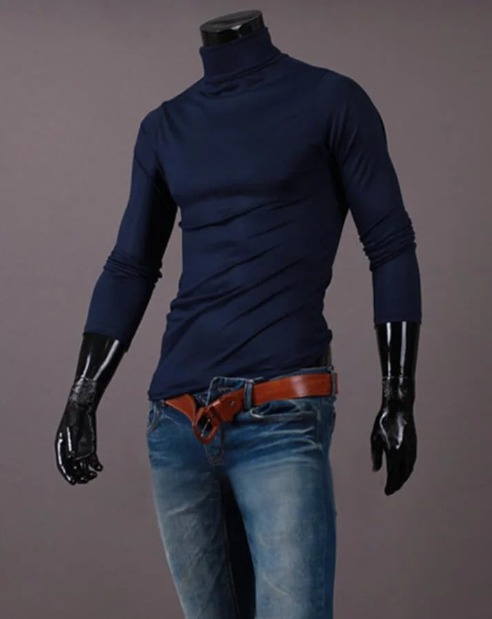 Haut d'hiver thermique coupe slim à col montant pour hommes