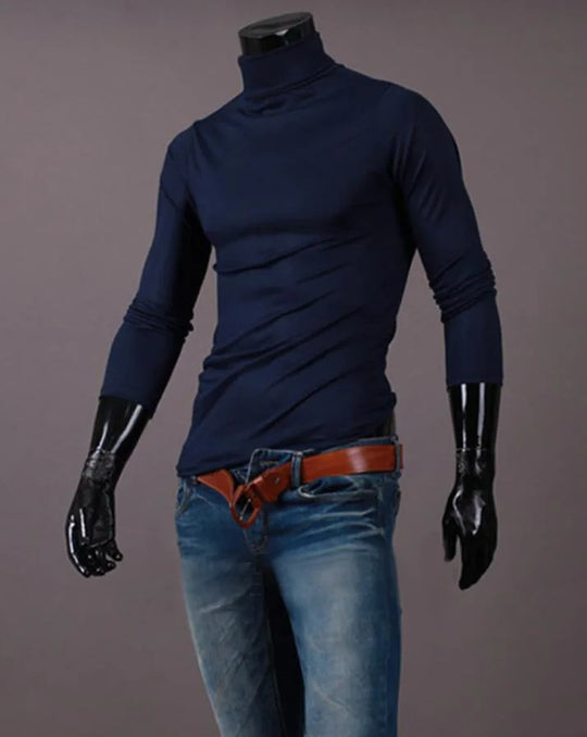 Haut d'hiver thermique coupe slim à col montant pour hommes