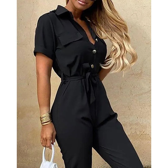 Combinaison à ceinture monochrome pour femmes