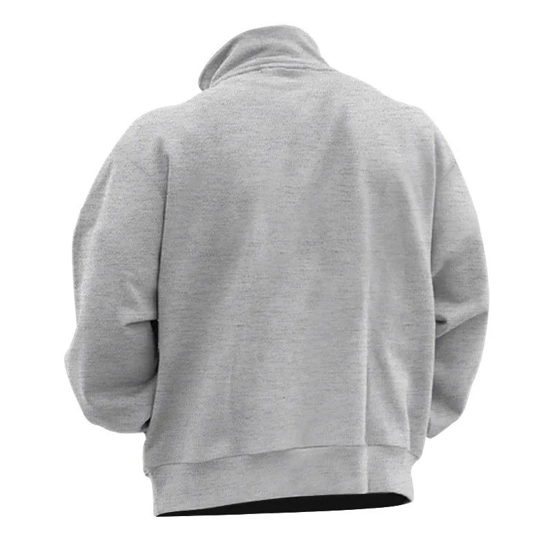 Sweatshirt semi-zippé à col montant pour hommes
