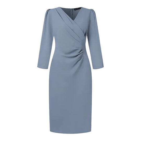 Robe moulante mi-longue à col en V pour femme