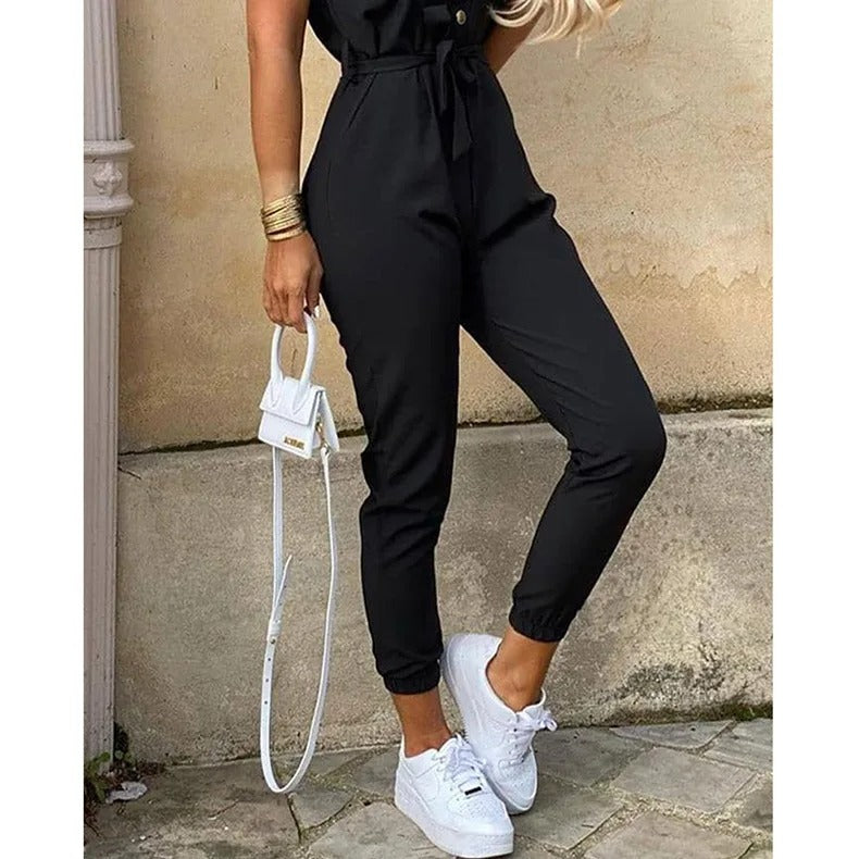 Combinaison à ceinture monochrome pour femmes