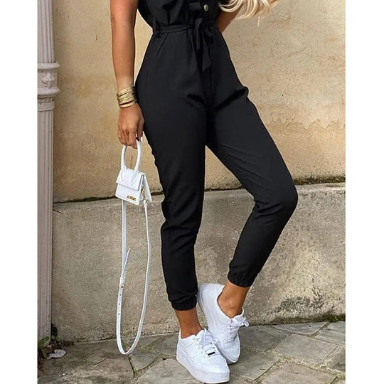Combinaison à ceinture monochrome pour femmes