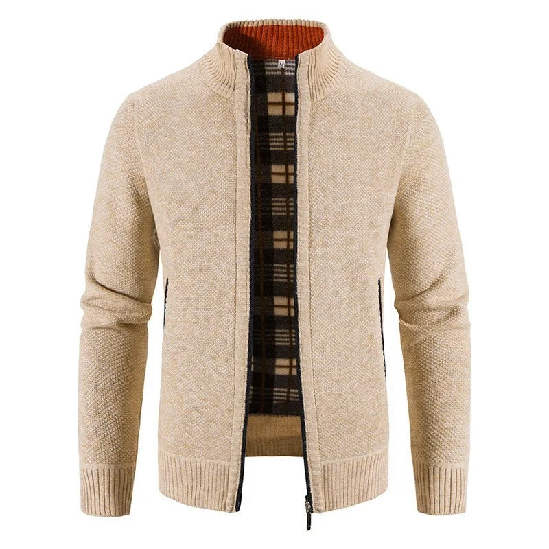 Cardigan à fermeture éclair en polaire pour hommes
