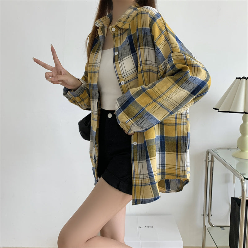 Chemise surdimensionnée à carreaux pour femmes