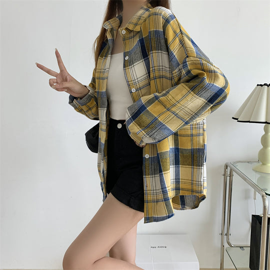 Chemise surdimensionnée à carreaux pour femmes
