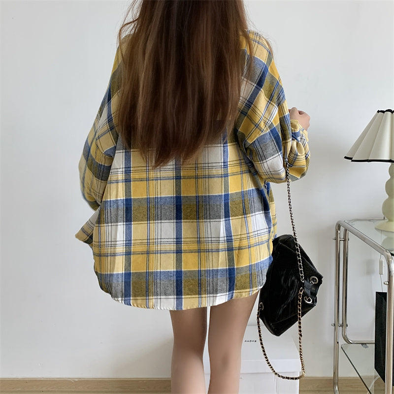 Chemise surdimensionnée à carreaux pour femmes