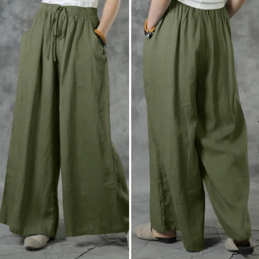 Pantalon large décontracté droit pour femme